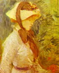 young woman with a straw hat.
