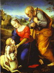 the holy family with a lamb.