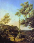 capriccio: river landscape with a column, a ruined roman arch, and reminiscences of england.