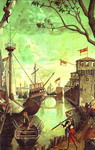 the legend of st. ursula: arrival in cologne. detail.