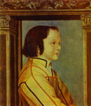 portrait of a boy with chestnut hair.