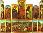 the ghent altarpiece with altar wings open.