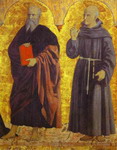 St. John the Evangelist and St. Bernardine of Siena.Right side panel of the Polyptych of the Miseric