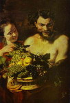 Satyr and Girl with a Basket of Fruit.