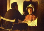 Ivan Kramskoy Working on Portrait of his Daughter.