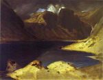 a lake scene: effect of a storm.