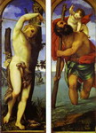 Wings of a triptych: St. Sebastian (left); St. Christopher (right).