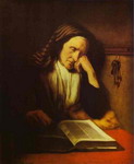 An Old Woman Dozing over a Book.
