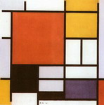 composition with red, yellow, blue and black
