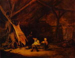 Children Playing in a Barn.