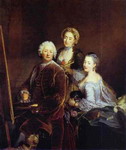 The Artist at Work with His Two Daughters.