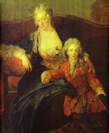 portrait of baron von erlach with his family. detail.