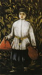 a boy carrying food.