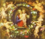 Jan Bruegel the Elder and Peter Paul Rubens. Madonna in a Garland of Flowers.