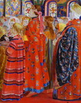 Russian Women of the XVII century in a Church.