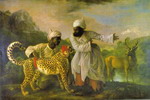 Cheetah with Two Indian Attendants and a Stag.