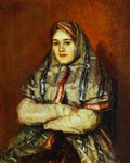 Portrait A. I. Yemelyanova, n锟斤拷e Shreider in a Dress of a Siberian Town-Dweller.
