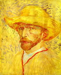 self-portrait with straw hat.