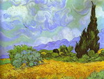 wheat field with cypresses. saint-r锟斤拷my.