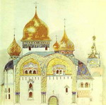 sketch for a church in an old russian style.