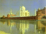 Taj Mahal Mausoleum in Agra.
