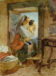 Italian Woman with a Child by a Window.