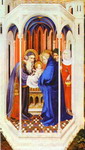 presentation in the temple. detail of the right-hand panel of an altar triptych in the carthusian mo