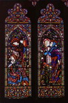 annunciation. the left-hand and centre panels of a three-light window at st. columba's church.