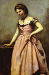 young woman in a pink dress.