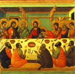 Maestà (back, central panel): The Last Supper.