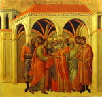 maest锟斤拷 (back, central panel): the betrayal by judas.