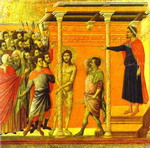 Maestà (back, central panel): The Flagellation.