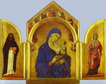 Triptych (The Holy Virgin and the Christ Child with St. Dominic and St. Aurea).