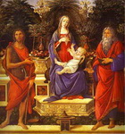 virgin and child enthroned between saint john the baptist and saint john the evangelist