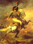 An Officer of the Imperial Horse Guadrs Charging, also Chasseur Charging.