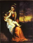 Madonna and Child in an Evening Landscape.