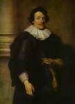 Portrait of a Gentleman Dressed in Black, in Front of a Pillar.